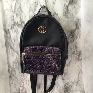 Mini Black purple front Back Pack